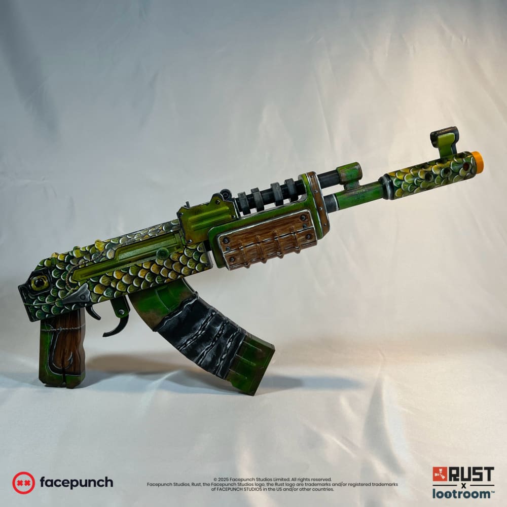 rust lifesize assault rifle ar ak fish skin prop cosplay gaming room decoration