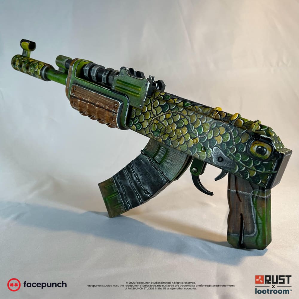 rust lifesize assault rifle ar ak fish skin prop cosplay gaming room decoration