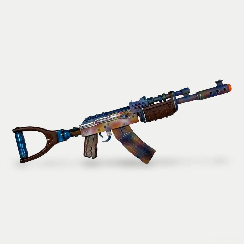Rust Blue Gem AK, a hand-painted 1:1 lifesize prop of the Trainwrecks-community skin, one of the streamer skins in this guide.