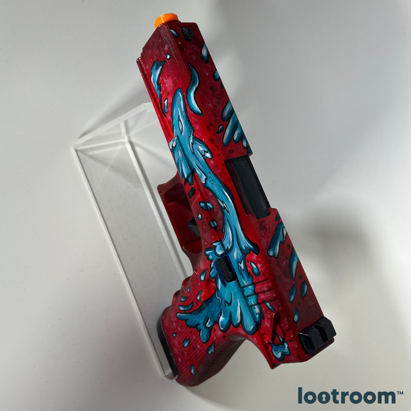 CS2 Glock-18 Water Elemental prop from above, the water dragon running the length of the slide