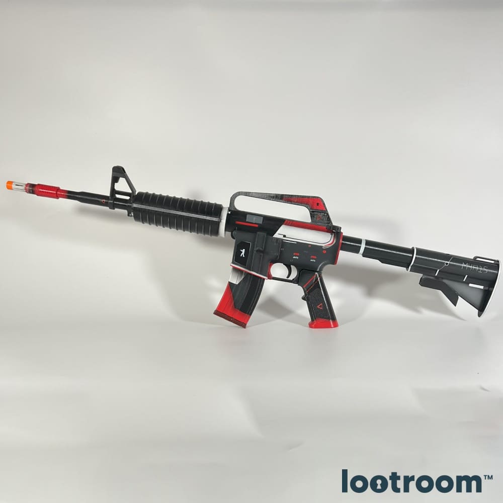 CS2 M4A1-S Cyrex prop from the side without the silencer, black body with red panels