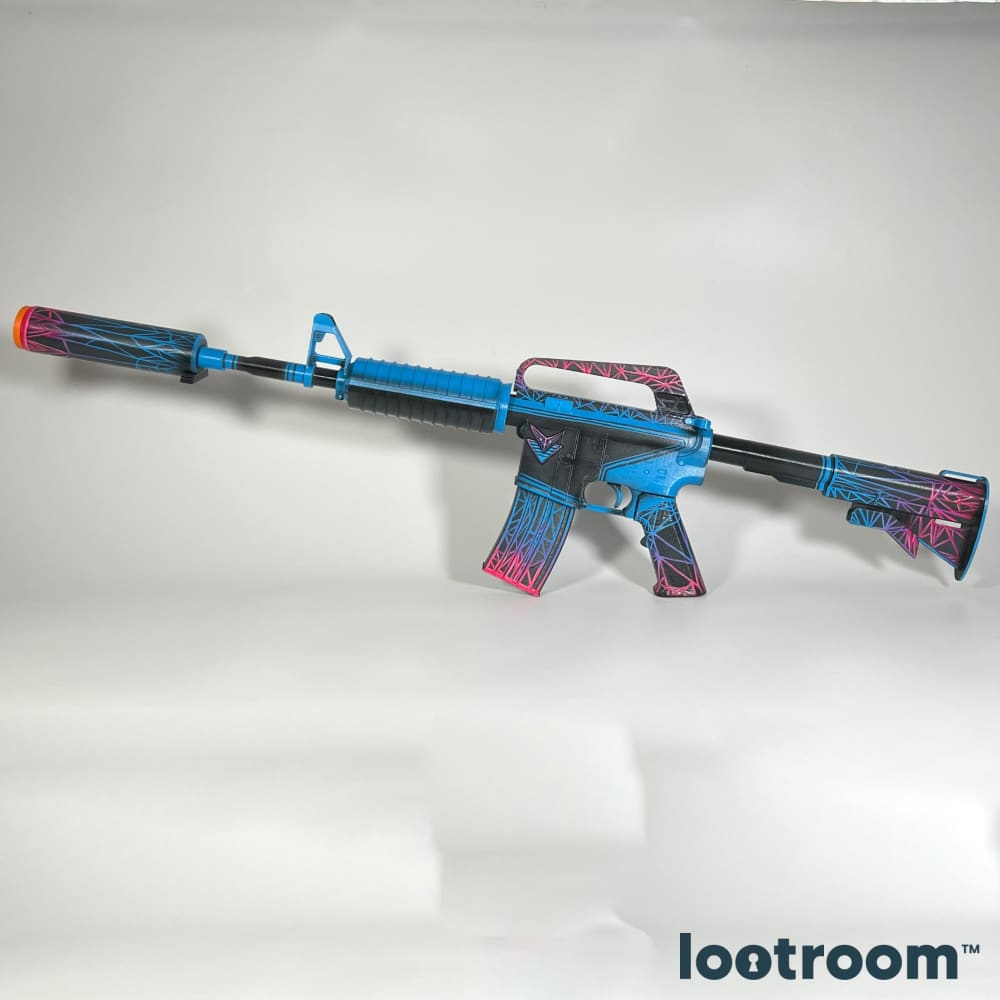 CS2 M4A1-S Decimator prop with the silencer attached, the splinter pattern running across it