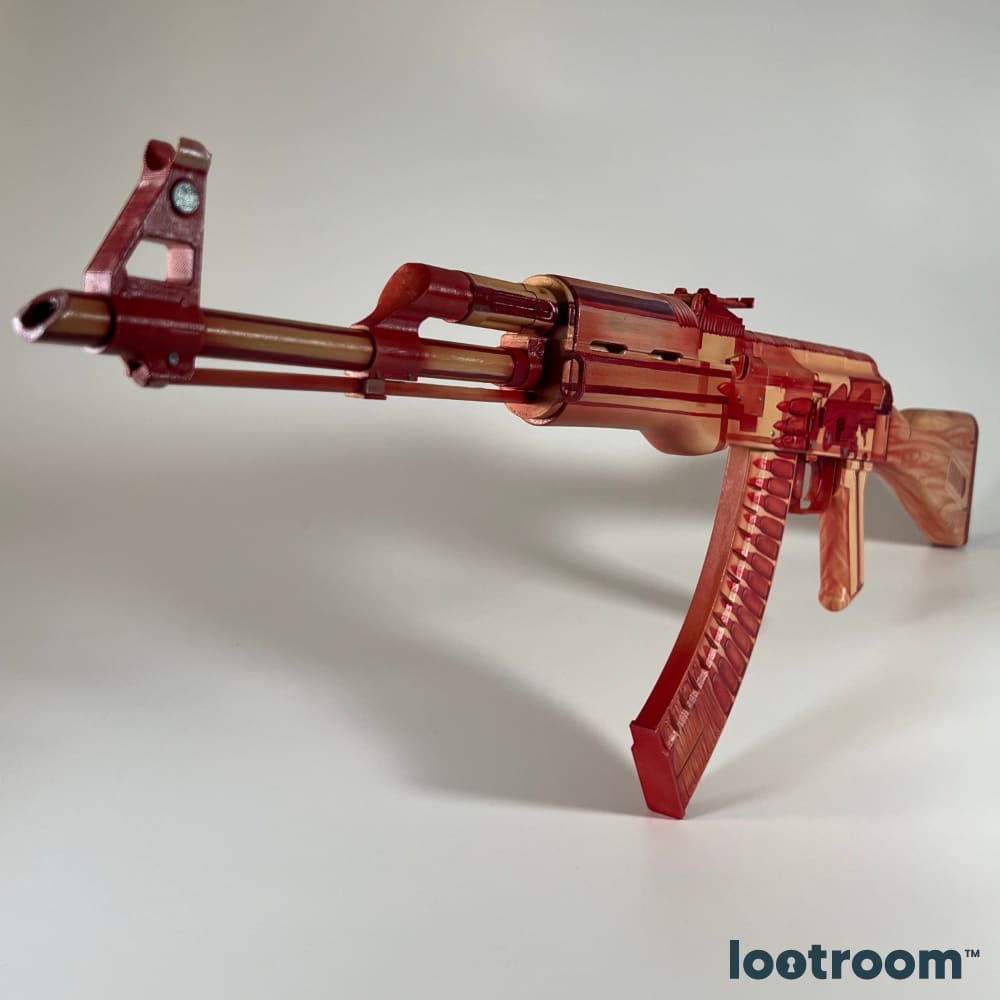 CS2 AK-47 X-Ray prop seen from the muzzle end, red front sight and gas block