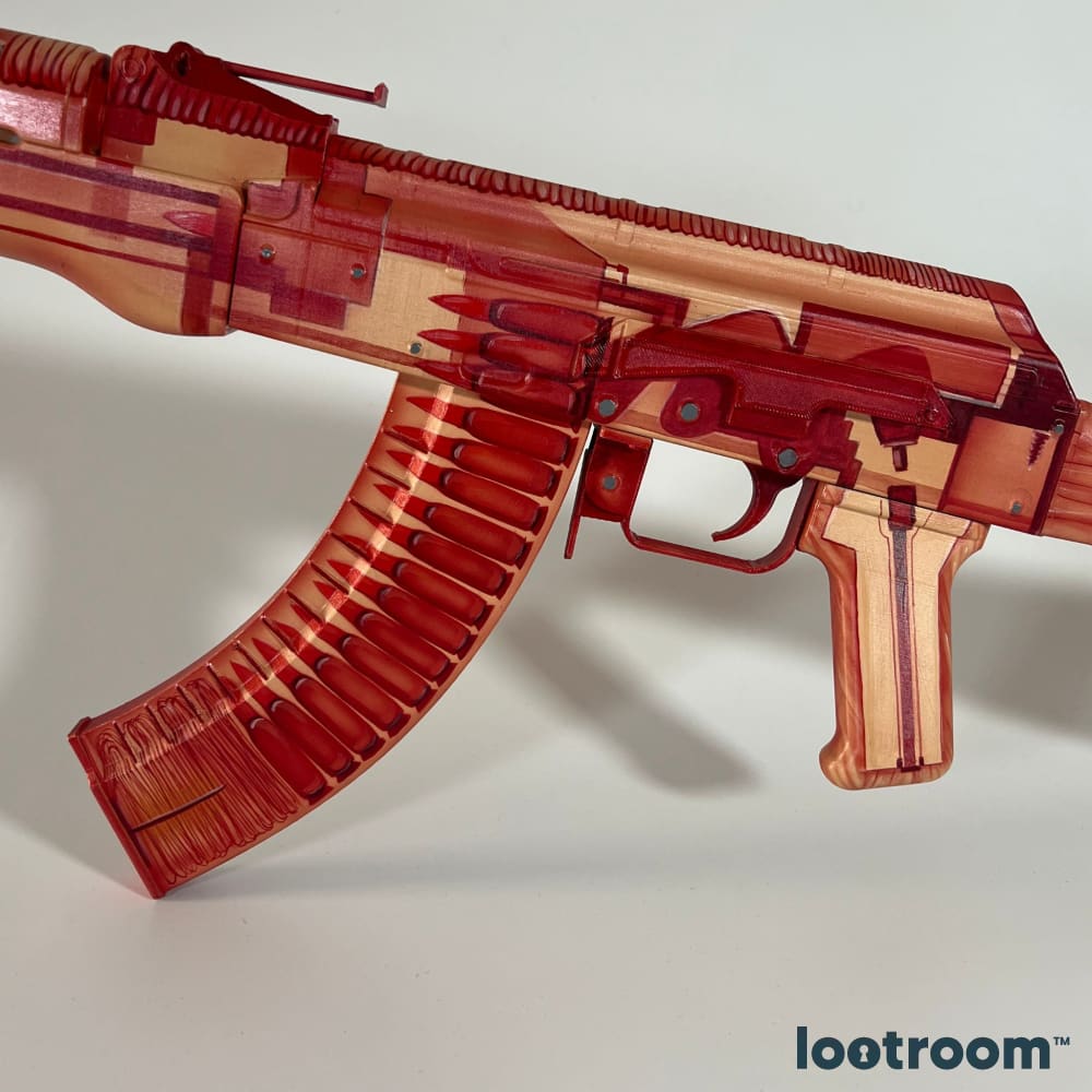 CS2 AK-47 X-Ray prop detail, painted cartridges in the magazine and trigger group