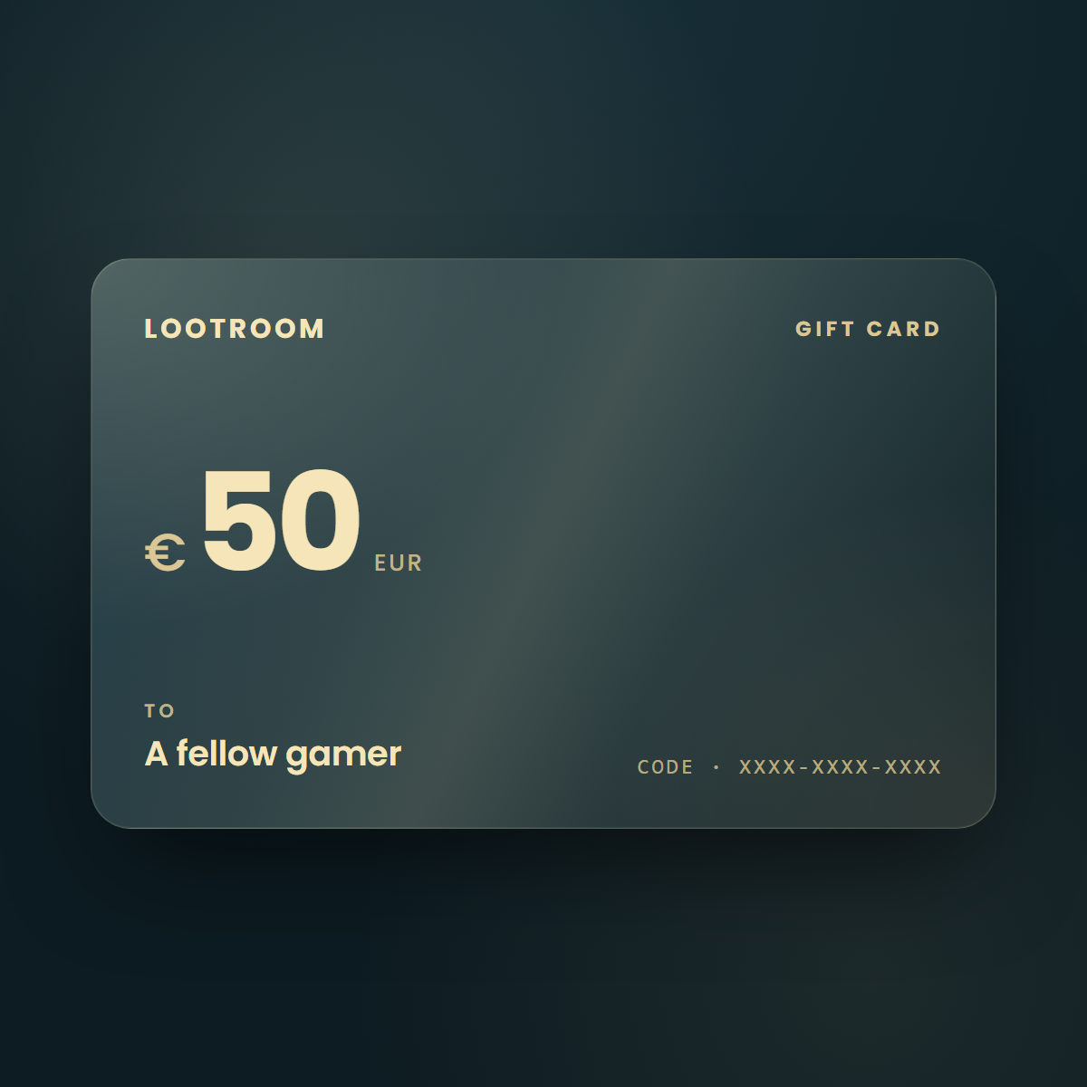 Lootroom gift card — digital gift card delivered by email, redeemable across the whole Lootroom shop