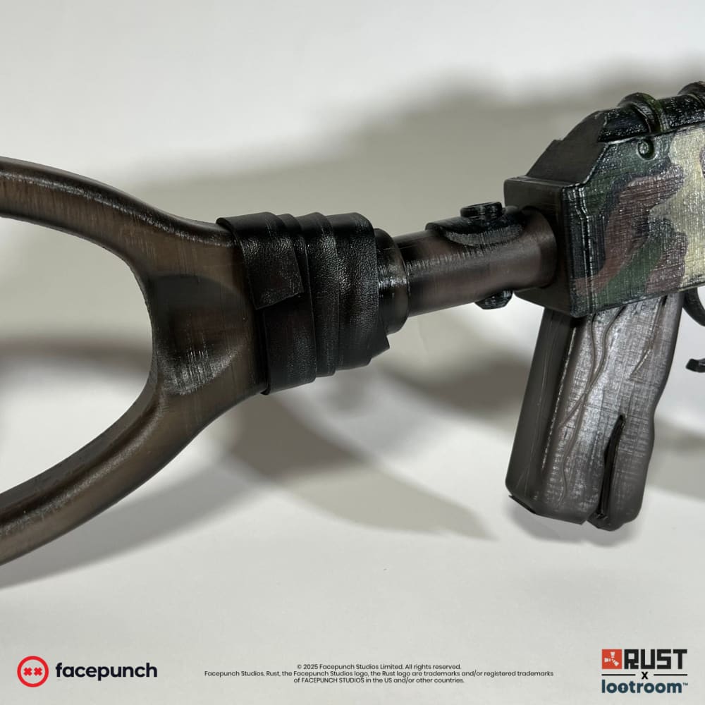 Close-up of the Military Camo AK stock neck, real tape wrapped around it and painted black.