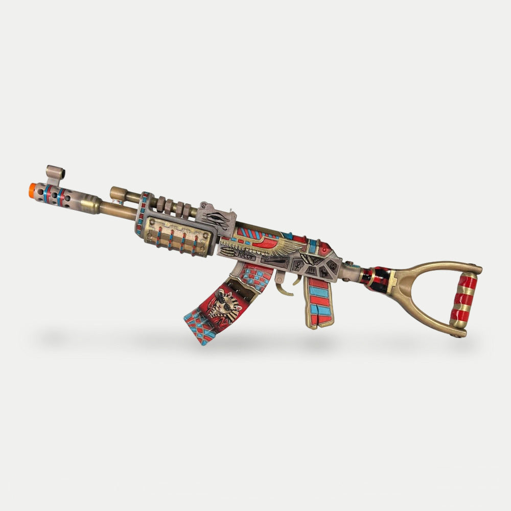 The Ricoy AK prop from the other side, with the winged emblem across the receiver.
