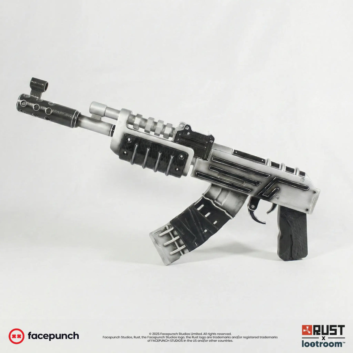 Rust Tacularr AK prop from the other side, black handguard ribs and magazine