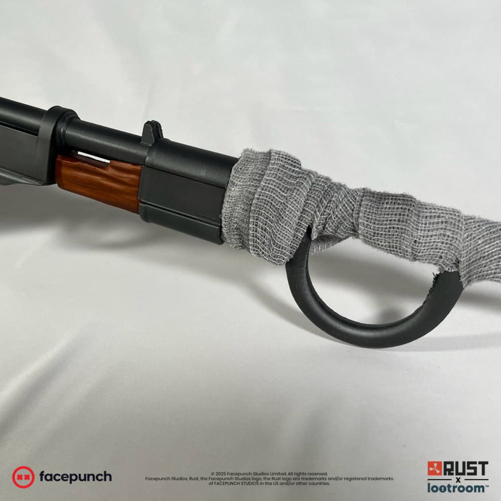 Fore-end of the Rust Bolt prop where the bandage wrap carries the loop