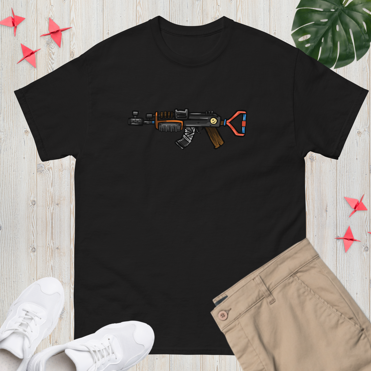 Rust Comic AK unisex t-shirt in black with the cartoon AK print