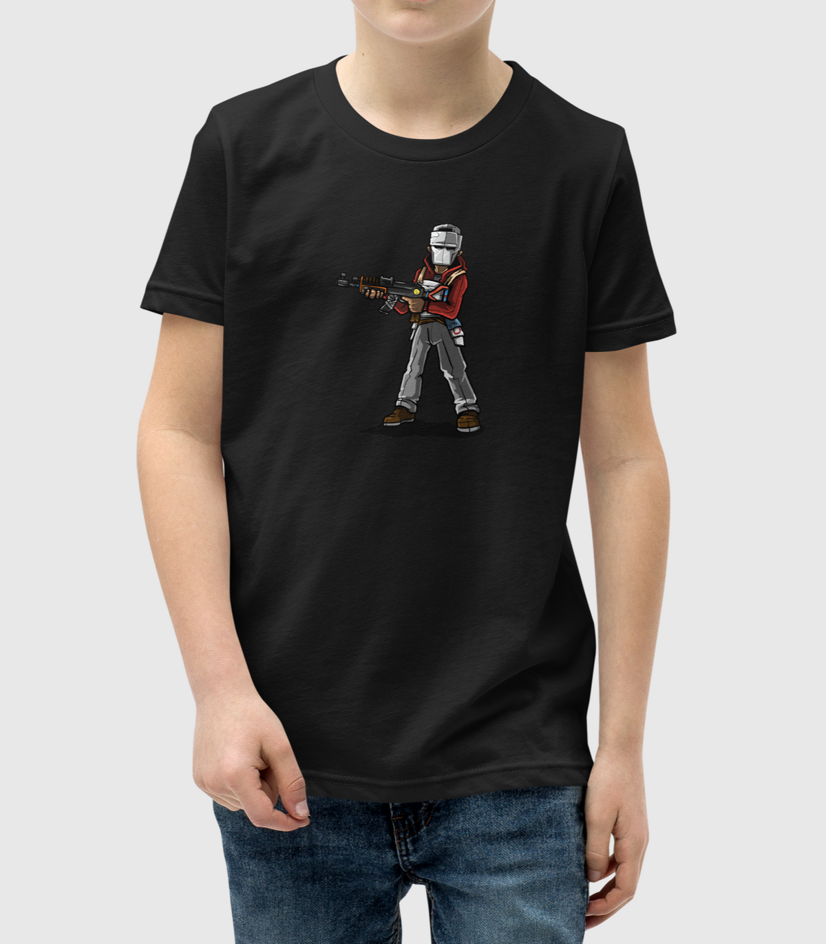 Rust Comic Fullgear youth t-shirt in black, worn
