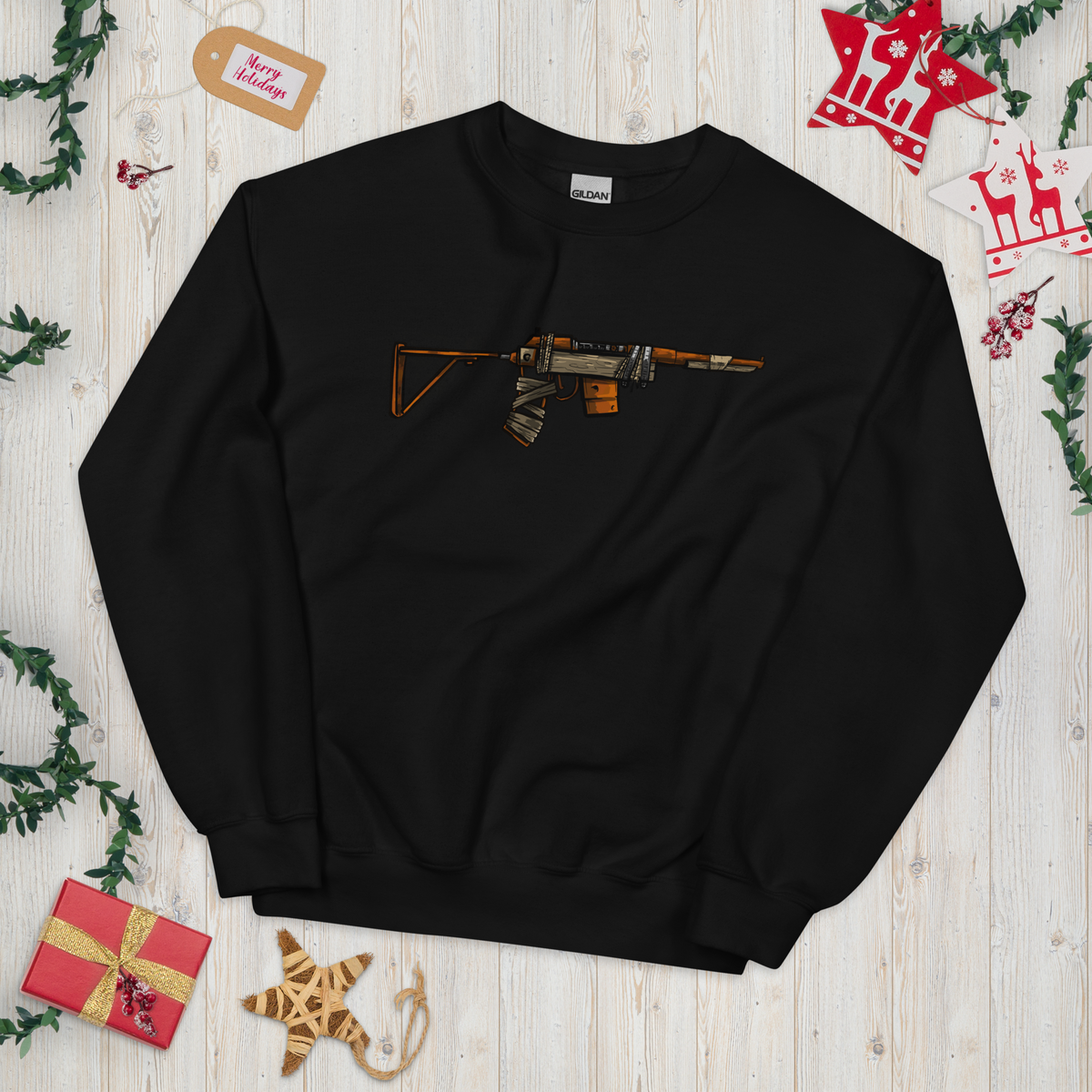 Rust Comic SAR sweatshirt in black with the cartoon SAR print