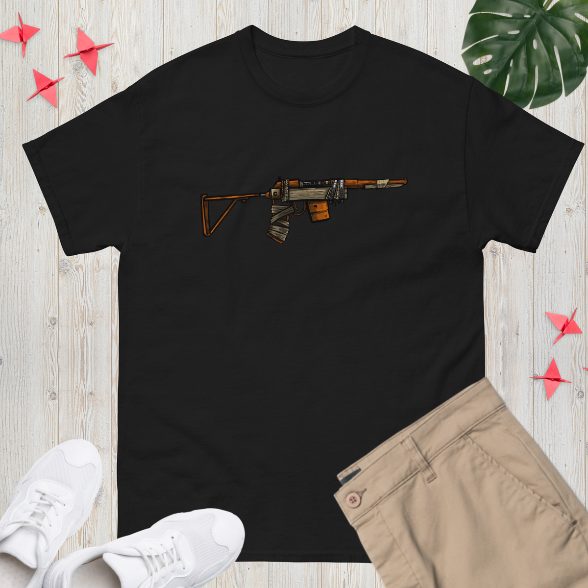 Rust Comic SAR unisex t-shirt in black with the cartoon SAR print