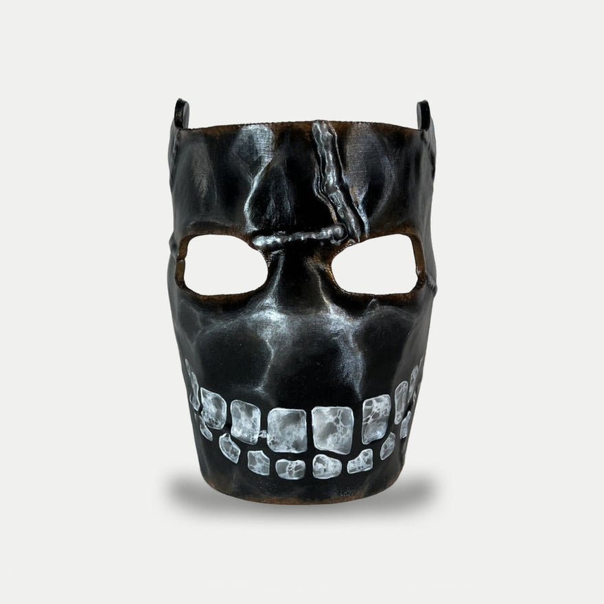 Rust Big Grin Facemask, hand-painted wearable 1:1 prop with a full grin of white teeth