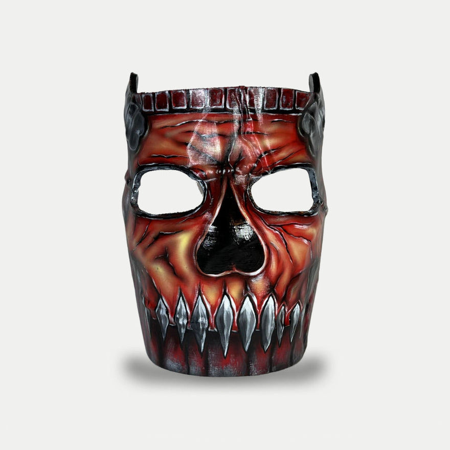 Rust Killjoys Facemask, hand-painted wearable 1:1 prop as a red demon face