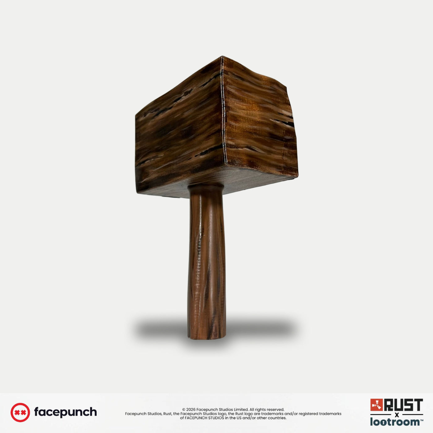 Rust Default Hammer prop at an angle, showing the slightly bellied head and the turned handle