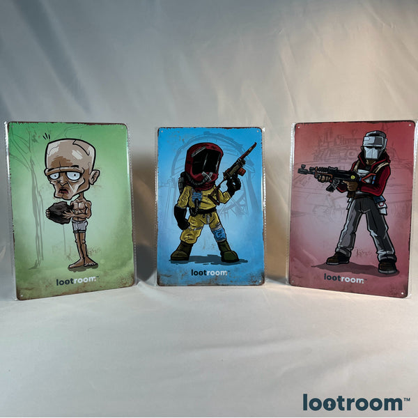 Pack de Carteles de Metal de Rust: New Player, Hazzy y Fullgear