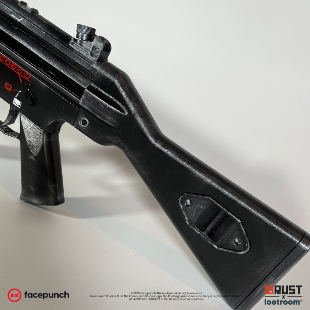 Stock of the Rust MP5 prop with its oval recess
