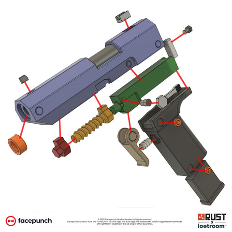 rust lifesize p2 semi pistol stl prop cosplay gaming room decoration