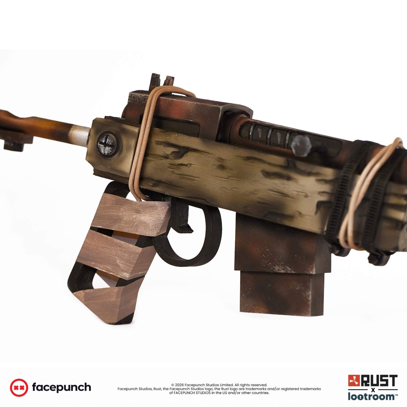 Rod-look stock of the lifesize Rust SAR prop, weathered rust-brown finish