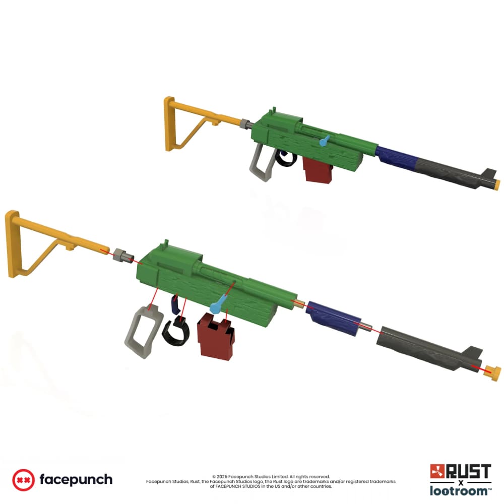 Exploded diagram of the Rust SAR STL files, showing how the printed parts fit together.