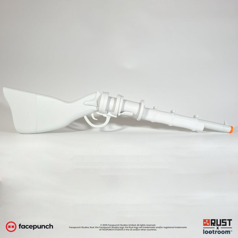 The Rust Waterpipe Shotgun printed from these STL files and left unpainted, seen from the side.