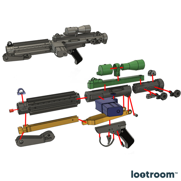 Fichiers STL 3D du Blaster E-11 de Star Wars